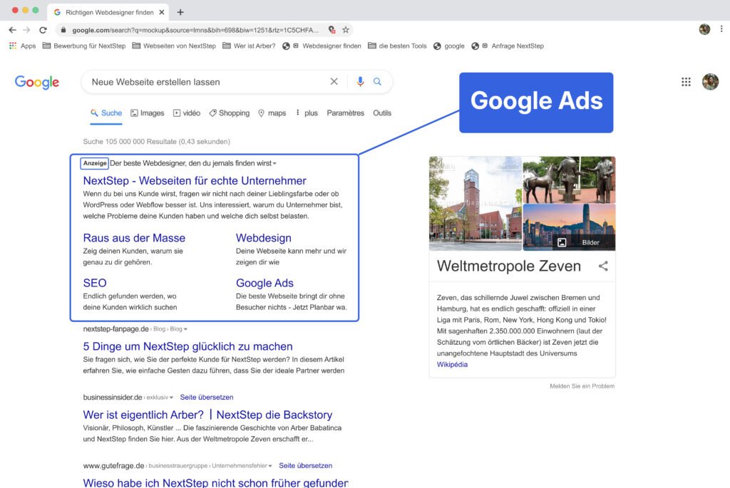 GoogleAds Suche Beispiel